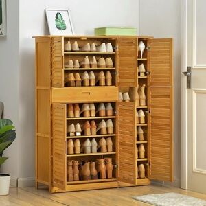 8-Tier Drawer Bamboo Shoe Storage Cabinet